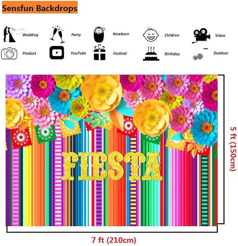 sensfun المكسيكي العيد خلفية الحزب اللون المشارب ورقة زهرة العيد موضوع خلفية التصوير الفوتوغرافي للمكسيك سينكو دي مايو كرنفال عيد ميلاد الديكور الطفل دش راية صور كشك اللوازم 8x6ft in Kuwait