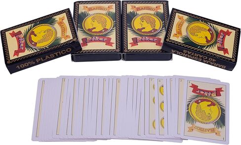 Neakomuki Spanish Playing Cards 4 Decks Waterproof Mexican Playing Card Baraja Española Naipes de Plastico Briscas Cards for Party Games in Kuwait