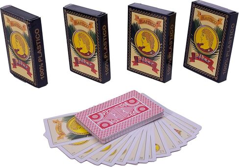 Neakomuki Spanish Playing Cards 4 Decks Waterproof Mexican Playing Card Baraja Española Naipes de Plastico Briscas Cards for Party Games in Kuwait