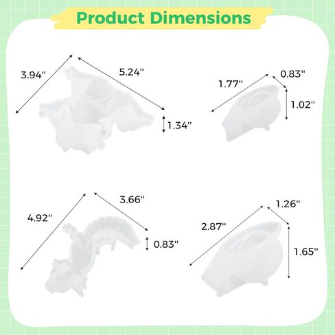 جويبي 4 قطع من قوالب راتنج الايبوكسي على شكل حيوانات، مجموعة قوالب سيليكون على شكل حيوانات الزواحف مع خلاط الراتنج، قوالب حيوانات ثلاثية الابعاد نابضة بالحياة للضفادع والسحلية والحلزون والحرف اليدوية in Kuwait