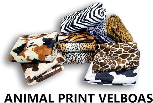 قماش طباعة حيوانات من FabricLA Velboa S-Wave - نسيج فرو صناعي قصير الوبر - عرض 60 بوصة (150 سم) - نسيج فرو حيوانات مزيف - زرافة بلونين، 1 ياردة متواصلة in Kuwait