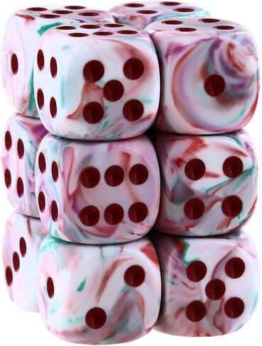 مجموعة نرد DND - نرد Chessex D&D - كتلة نرد بإصدار محدود من فن البوب ​​والأحمر مقاس 16 مم - نرد الزنزانات والتنينات تتضمن 12 نرد - D6، وردي، (CHX27739) in Saudi Arabia