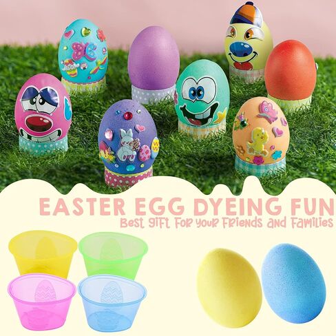 Klever 41 Pcs Easter Egg Decorating DIY Kit with Dye Tablets and Easter Stickers, Coloring Dyeing Set for Kids Easter Theme Party, Egg Hunt Creativity Activity in Kuwait