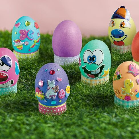 Klever 41 Pcs Easter Egg Decorating DIY Kit with Dye Tablets and Easter Stickers, Coloring Dyeing Set for Kids Easter Theme Party, Egg Hunt Creativity Activity in Kuwait