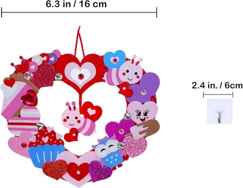 Winlyn 12 Sets Heart Wreath Ornaments Decorations Valentine Crafts Kits Heart Shaped Wreath Art Sets Valentine Heart Foam Stickers for Kids Valentine's Day Party Classroom Activities Gift Exchange in Saudi Arabia