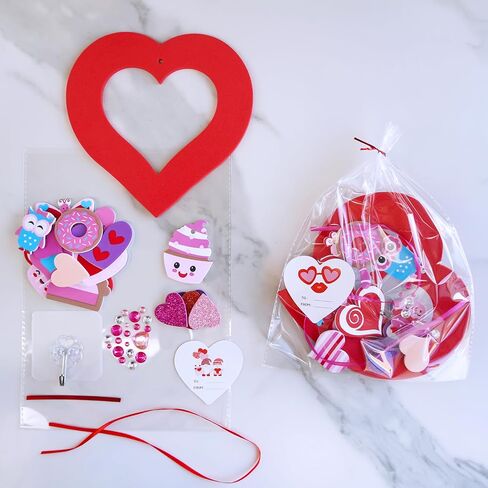 Winlyn 12 Sets Heart Wreath Ornaments Decorations Valentine Crafts Kits Heart Shaped Wreath Art Sets Valentine Heart Foam Stickers for Kids Valentine's Day Party Classroom Activities Gift Exchange in Saudi Arabia