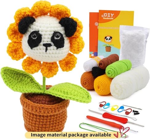 Crochet Kits for Beginners, Step-by-Step Video tutorials for Beginners, DIY Knitting Supplies, Panda, Crochet Animals,Crochet Starter Knitting Kits, Learn to Crochet Kits for Adults and Kids, in Saudi Arabia