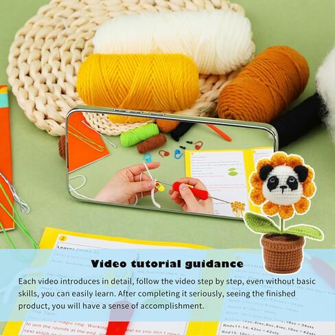 Crochet Kits for Beginners, Step-by-Step Video tutorials for Beginners, DIY Knitting Supplies, Panda, Crochet Animals,Crochet Starter Knitting Kits, Learn to Crochet Kits for Adults and Kids, in Saudi Arabia