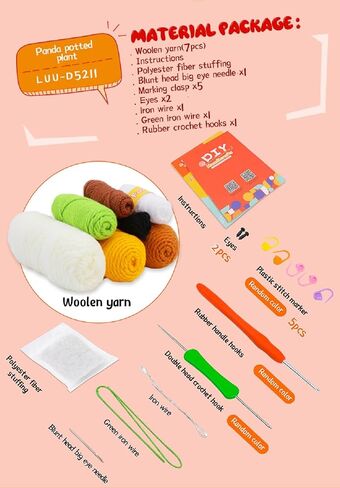 Crochet Kits for Beginners, Step-by-Step Video tutorials for Beginners, DIY Knitting Supplies, Panda, Crochet Animals,Crochet Starter Knitting Kits, Learn to Crochet Kits for Adults and Kids, in Saudi Arabia