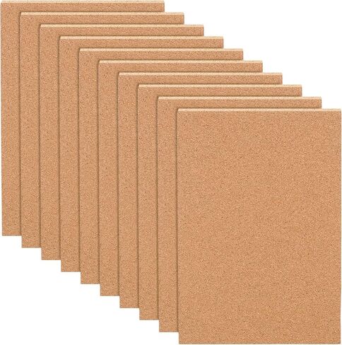 BENECREAT 10 PCS 11.5 x 8.2 A4 Cork Sheets (2mm Thick) Rectangle Coaster Cork Sheets for Wall Decoration, Party in Saudi Arabia