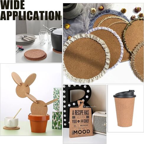 BENECREAT 10 PCS 11.5 x 8.2 A4 Cork Sheets (2mm Thick) Rectangle Coaster Cork Sheets for Wall Decoration, Party in Saudi Arabia