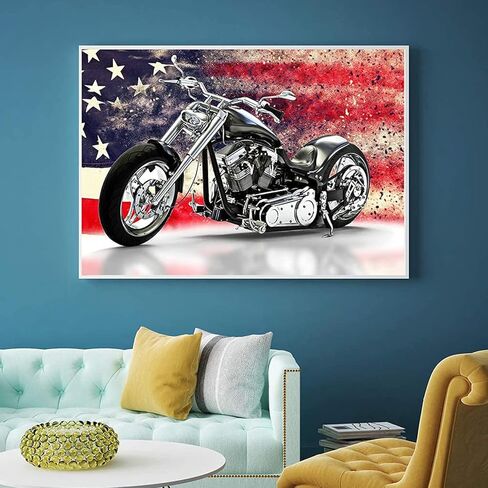 DCIDBEI Diamond Painting Kits for Adults 12x16 inch Rhinestone Pictures by Number Kit 5D Diamond Painting Full Drill Crystal Rhinestone Embroidery Craft Kits for Home Wall Decor Gifts（Motorcycle） in Kuwait