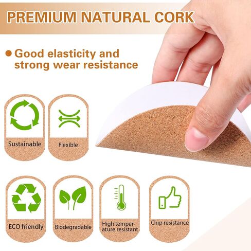 Yalikop 120 Pieces Self Adhesive Cork Sheets - 4 x 4 Inches, Sticky Cork Mat for Coasters & DIY Crafts(Square) in Saudi Arabia