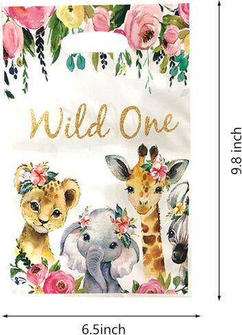 فينغو 30 عبوة من حقائب هدايا الحفلات اللطيفة من وايلد ون، حقائب هدايا بنمط حيوانات سفاري الغابة، اكياس حلوى وديكورات الحفلات للاطفال والبنات وحفلة عيد الميلاد البرية in Kuwait