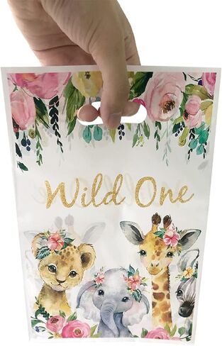 فينغو 30 عبوة من حقائب هدايا الحفلات اللطيفة من وايلد ون، حقائب هدايا بنمط حيوانات سفاري الغابة، اكياس حلوى وديكورات الحفلات للاطفال والبنات وحفلة عيد الميلاد البرية in Kuwait