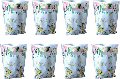 فينغو 30 عبوة من حقائب هدايا الحفلات اللطيفة من وايلد ون، حقائب هدايا بنمط حيوانات سفاري الغابة، اكياس حلوى وديكورات الحفلات للاطفال والبنات وحفلة عيد الميلاد البرية in Kuwait