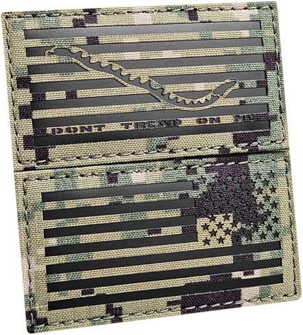 مجموعة حزمة الأشعة تحت الحمراء مكونة من رقعتين مقاس 2-1/8 × 4 بوصة علم الولايات المتحدة الأمريكية المعكوس وجاك البحرية الأول DTOM Dont Tread On Me NWU Type III AOR2 مثبت اللمس التكتيكي in Kuwait