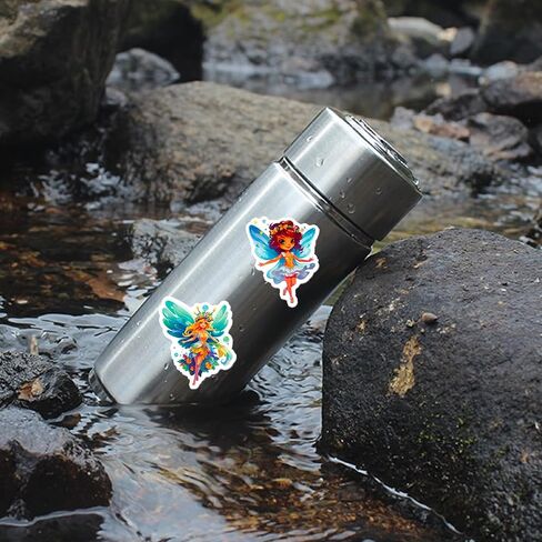 ملصقات الجنية اللطيفة، 50 قطعة، نبات زهرة الفراشة، ملصقات الفينيل المقاومة للماء للأطفال والفتيات والمراهقين والبالغين in Kuwait