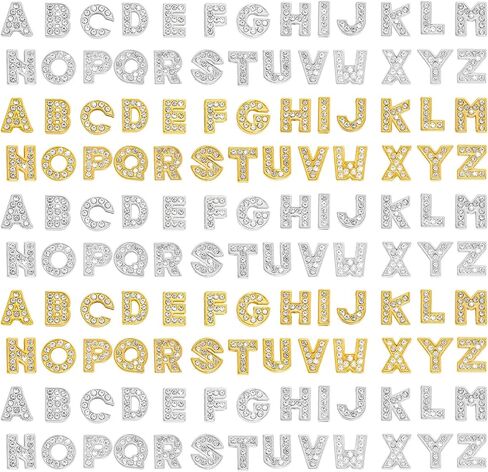 Poualss 130pcs A-Z 8mm Full Rhinestones Slide Alphabet Letters for DIY Wristbands Bracelets, Jewelry Making Crafts Charms (Silver) in Kuwait