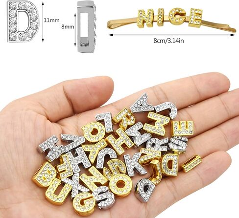 Poualss 130pcs A-Z 8mm Full Rhinestones Slide Alphabet Letters for DIY Wristbands Bracelets, Jewelry Making Crafts Charms (Silver) in Kuwait