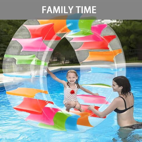 Kids Inflatable Water Wheel Roller - Extra Large 63 Inches Diameter, Pool Floats Toys for Children, Fun Floaties for Swimming Pool, Beach, Lawn, Summer Outdoors Family Parties, with Repair Kits in Kuwait