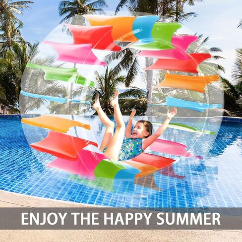 Kids Inflatable Water Wheel Roller - Extra Large 63 Inches Diameter, Pool Floats Toys for Children, Fun Floaties for Swimming Pool, Beach, Lawn, Summer Outdoors Family Parties, with Repair Kits in Kuwait