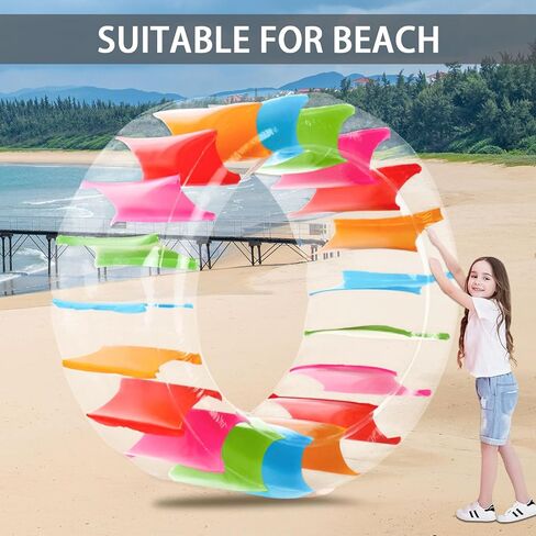 Kids Inflatable Water Wheel Roller - Extra Large 63 Inches Diameter, Pool Floats Toys for Children, Fun Floaties for Swimming Pool, Beach, Lawn, Summer Outdoors Family Parties, with Repair Kits in Kuwait