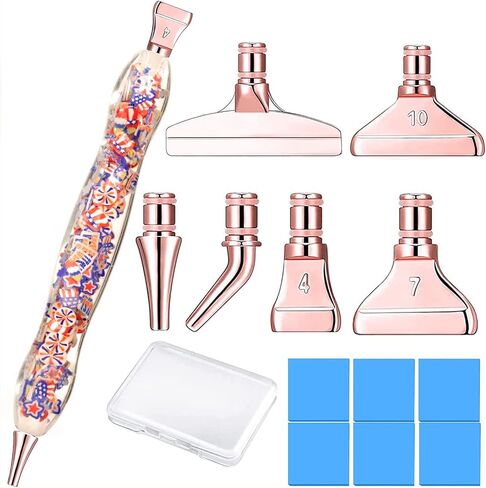 Diamond Painting Art Drilling Pen with Stainless Steel Metal Tips Nibs Placers Heads Accessories Kit Tool Set for Diamond Painting Art Crafts Pink in Kuwait