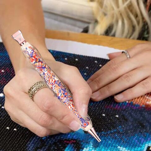 Diamond Painting Art Drilling Pen with Stainless Steel Metal Tips Nibs Placers Heads Accessories Kit Tool Set for Diamond Painting Art Crafts Pink in Kuwait