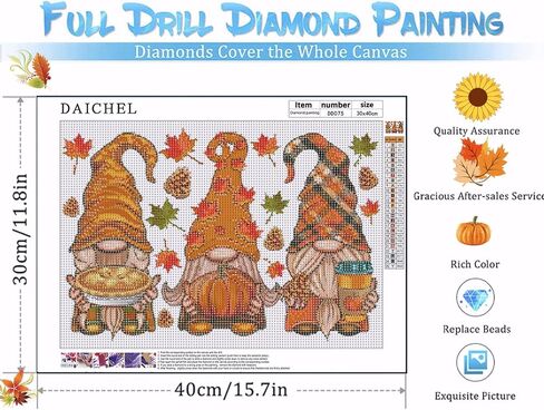 DAICHEL Diamond Art Painting Kits for Adults - Full Drill Diamond Dots Paintings for Beginners, Round 5D Paint with Diamonds Pictures Gem Art Painting Kits DIY Adult Crafts Kits 12x16inch in Kuwait