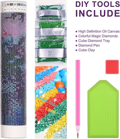 DAICHEL Diamond Art Painting Kits for Adults - Full Drill Diamond Dots Paintings for Beginners, Round 5D Paint with Diamonds Pictures Gem Art Painting Kits DIY Adult Crafts Kits 12x16inch in Kuwait