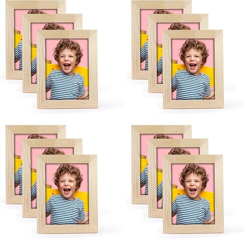 اطارات صور يدوية الصنع مكونة من 12 اطار خشبي غير مكتمل مقاس 4×6، اطارات صور من خشب الصنوبر الصلب للتزيين، لمشاريع الرسم الفنية والحرفية، (مقاس اطار 6×8 يحمل صور 6×4) للبالغين والاطفال in Kuwait