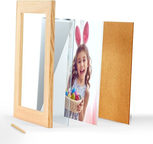 اطارات صور يدوية الصنع مكونة من 12 اطار خشبي غير مكتمل مقاس 4×6، اطارات صور من خشب الصنوبر الصلب للتزيين، لمشاريع الرسم الفنية والحرفية، (مقاس اطار 6×8 يحمل صور 6×4) للبالغين والاطفال in Kuwait