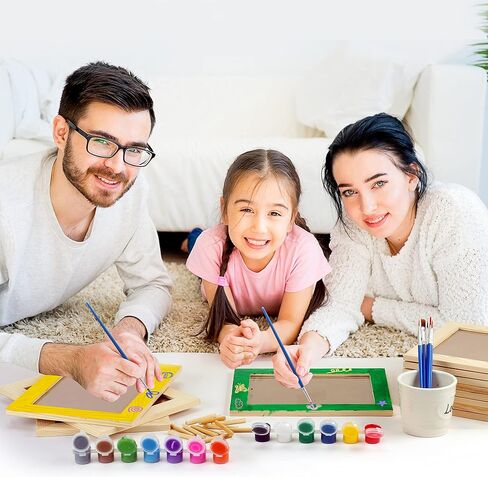 اطارات صور يدوية الصنع مكونة من 12 اطار خشبي غير مكتمل مقاس 4×6، اطارات صور من خشب الصنوبر الصلب للتزيين، لمشاريع الرسم الفنية والحرفية، (مقاس اطار 6×8 يحمل صور 6×4) للبالغين والاطفال in Kuwait