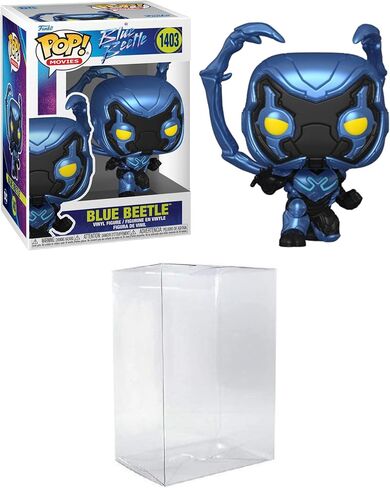 Funko Pop! Movies: Blue Beetle - Blue Beetle Crouching Bundled with a Byron's Attic Protector in Saudi Arabia