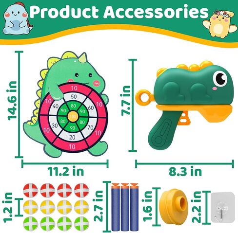 Samtop Dart Board Games for 3 4 5 6 7 8 9 10 11 12 Year Old Kids, 2 Mode Shooting Toys Indoor Outdoor Toys for Kids Boys Girls, Shooting Party Game Gun Toys Kids Christmas Birthday Gifts in Kuwait
