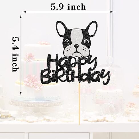 Happy Birthday French Bulldog Cake Topper, Puppy Happy Birthday Party Cake Supplies, Animal/Pet Puppy Theme Birthday Party Supplies in Kuwait