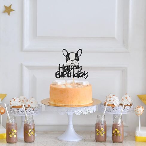Happy Birthday French Bulldog Cake Topper, Puppy Happy Birthday Party Cake Supplies, Animal/Pet Puppy Theme Birthday Party Supplies in Kuwait