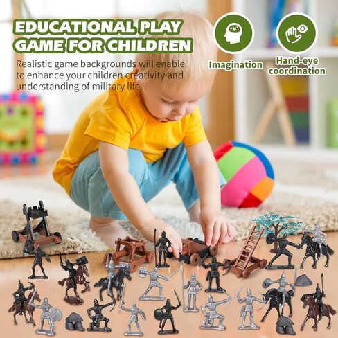 110 قطعة من ألعاب فرسان قلعة القرون الوسطى، شخصيات المحاربين القدامى، لعبة رجال الجيش، مجموعة ألعاب قاعدة عسكرية بلاستيكية مع برج سهم الفرسان، حقيبة تخزين هدية للأولاد والبنات والأطفال 3+ in Kuwait