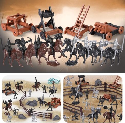 110 قطعة من ألعاب فرسان قلعة القرون الوسطى، شخصيات المحاربين القدامى، لعبة رجال الجيش، مجموعة ألعاب قاعدة عسكرية بلاستيكية مع برج سهم الفرسان، حقيبة تخزين هدية للأولاد والبنات والأطفال 3+ in Kuwait