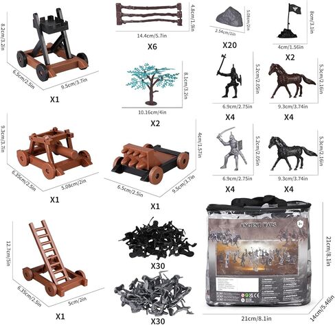 110 قطعة من ألعاب فرسان قلعة القرون الوسطى، شخصيات المحاربين القدامى، لعبة رجال الجيش، مجموعة ألعاب قاعدة عسكرية بلاستيكية مع برج سهم الفرسان، حقيبة تخزين هدية للأولاد والبنات والأطفال 3+ in Kuwait