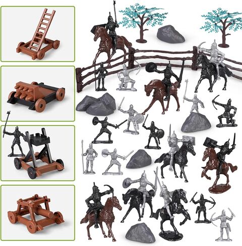 110 قطعة من ألعاب فرسان قلعة القرون الوسطى، شخصيات المحاربين القدامى، لعبة رجال الجيش، مجموعة ألعاب قاعدة عسكرية بلاستيكية مع برج سهم الفرسان، حقيبة تخزين هدية للأولاد والبنات والأطفال 3+ in Kuwait