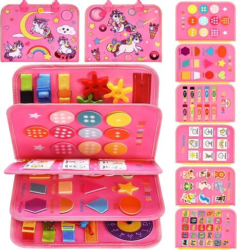 لعبة HmiL-U Busy Board Montessori لألعاب الأطفال الصغار بعمر 3 4 5 سنوات وأنشطة التعلم في مرحلة ما قبل المدرسة والألعاب التعليمية الجميلة الأساسية والمهارات الحركية والألعاب الحسية لسيارة الطائرة هدية للفتيات. in Kuwait