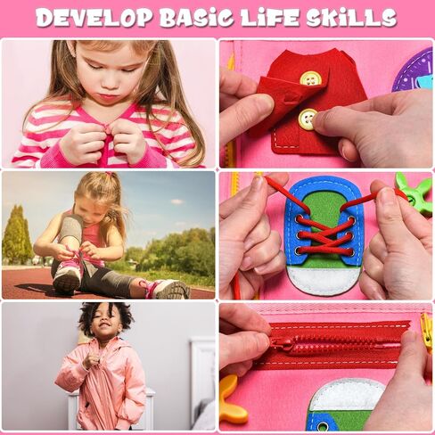 لعبة HmiL-U Busy Board Montessori لألعاب الأطفال الصغار بعمر 3 4 5 سنوات وأنشطة التعلم في مرحلة ما قبل المدرسة والألعاب التعليمية الجميلة الأساسية والمهارات الحركية والألعاب الحسية لسيارة الطائرة هدية للفتيات. in Kuwait