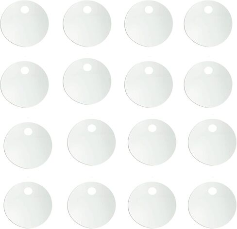 دائرة أكريليك شفافة 40 قطعة قطرها 3 بوصة (7.62 سم) حلية قرص أكريليك شبكي فارغة مع فتحة للرسم والعلامات وسلسلة المفاتيح والمشروعات اليدوية اليدوية in Kuwait
