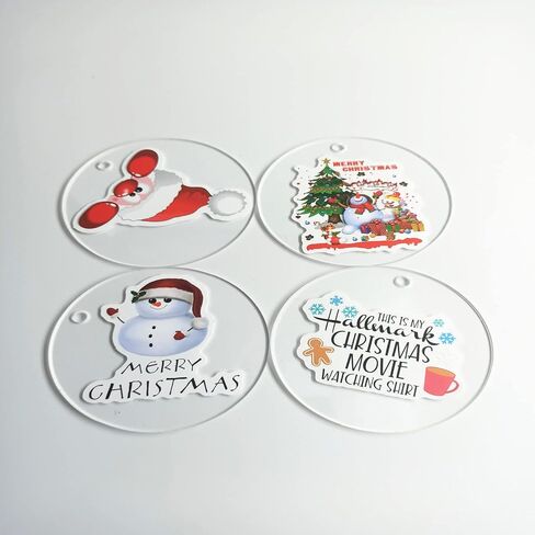 دائرة أكريليك شفافة 40 قطعة قطرها 3 بوصة (7.62 سم) حلية قرص أكريليك شبكي فارغة مع فتحة للرسم والعلامات وسلسلة المفاتيح والمشروعات اليدوية اليدوية in Kuwait