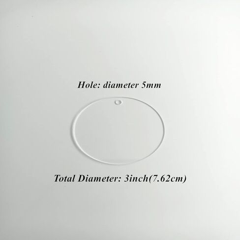 دائرة أكريليك شفافة 40 قطعة قطرها 3 بوصة (7.62 سم) حلية قرص أكريليك شبكي فارغة مع فتحة للرسم والعلامات وسلسلة المفاتيح والمشروعات اليدوية اليدوية in Kuwait