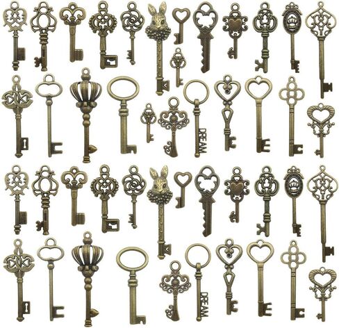 Sailanzi 45 قطعة العتيقة برونزية نمط خمر الهيكل العظمي مفاتيح السحر ل عقد دي اي واي سوار النتائج مجوهرات صنع الإكسسوارات SM107 in Kuwait