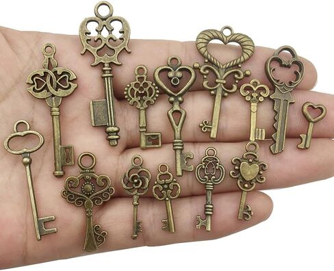 Sailanzi 45 قطعة العتيقة برونزية نمط خمر الهيكل العظمي مفاتيح السحر ل عقد دي اي واي سوار النتائج مجوهرات صنع الإكسسوارات SM107 in Kuwait