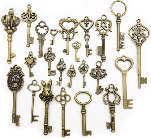 Sailanzi 45 قطعة العتيقة برونزية نمط خمر الهيكل العظمي مفاتيح السحر ل عقد دي اي واي سوار النتائج مجوهرات صنع الإكسسوارات SM107 in Kuwait